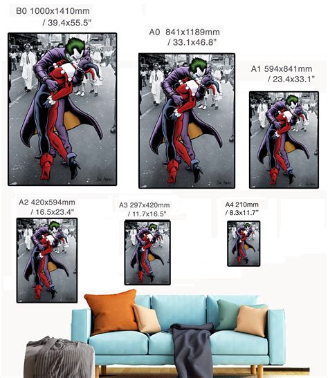 The Joker And Harley Quinn The Kissing Joke Art Printposter Etsy