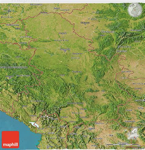 Satellite 3d Map Of Serbia And Montenegro