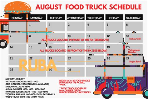 August 2022 Fort Irwin Food Trucks Schedule Shop Irwin