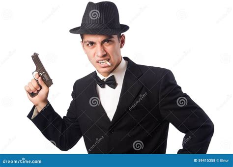 Young Elegant Man Holding Handgun Isolated On Stock Photo Image Of
