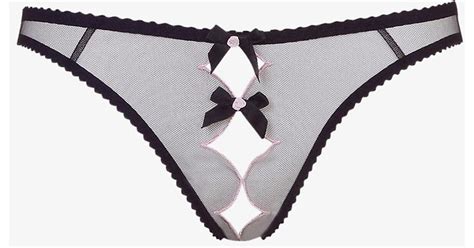 Agent Provocateur Synthetic Lorna Ouvert Mid Rise Mesh Thong In Black Lyst UK