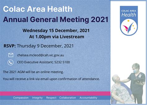 Colac Area Health Annual General Meeting Colac Area Health