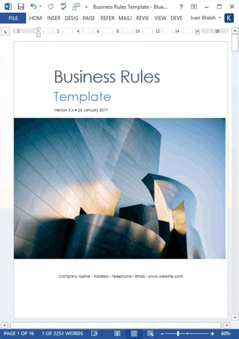 Business Rules Template Ms Office Templates Forms Checklists For