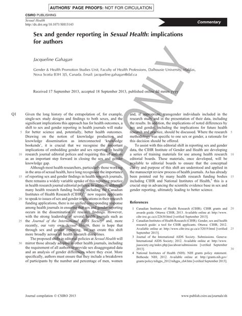 Pdf Sex And Gender Reporting In Sexual Health Implications For Authors Hot Sex Picture