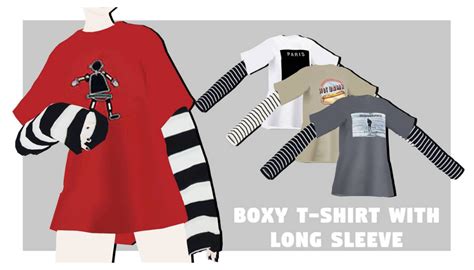 Mmdxdl Sims 4 Boxy T Shirt With Long Sleeve By 8tuesday8 On