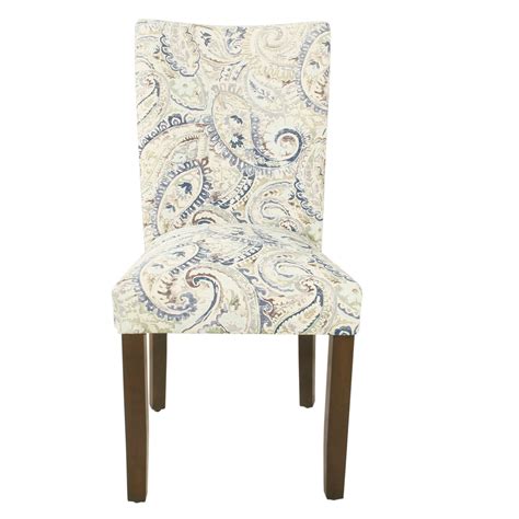 Homepop Classic Parsons Dining Chair Blue Velvet Paisley Print Set