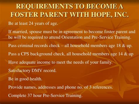 Ppt Welcome To Hope Inc Foster Parent Information Presentation