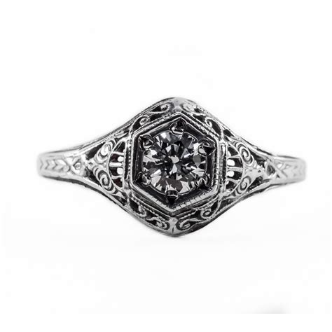 128bbr Antique Filigree Ring For A 30ct To 40ct Round Stone