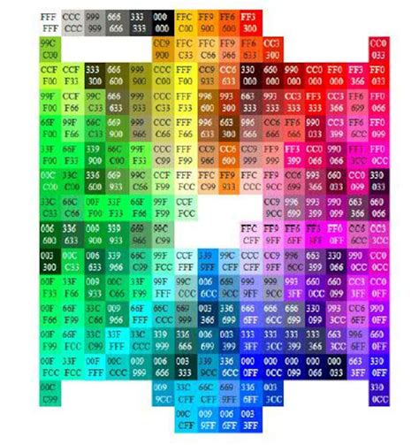 Printable Color Chart With Hex Values Etsy