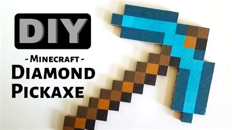 Diamond Pickaxe From Minecraft Easy Cardboard Diy Youtube