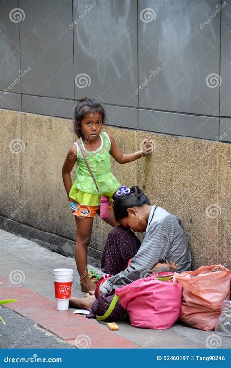 Unidentified Beggars Beg For Money On The Street In Bangkok Tha Editorial Photography Image