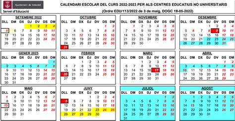 Calendari Escola 2022 2023 Cfa La Concòrdia