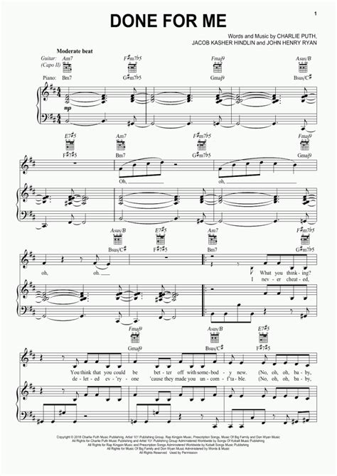 Charlie puth i won't beg for your love won't say, please i won't fall to the ground on my knees you know i've given this everything baby, honestly, baby, honestly. Done For Me Piano Sheet Music | OnlinePianist