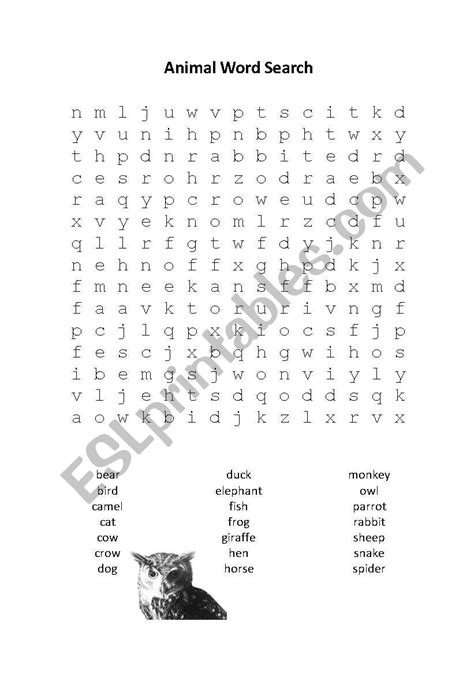 Animal Word Searches Printable