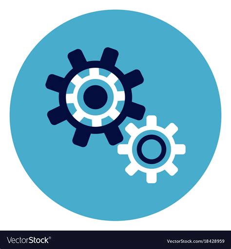 Cog Wheel Icon On Round Blue Background Royalty Free Vector