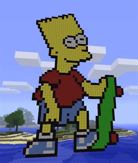 Bart Simpson Pixel Art On Grid