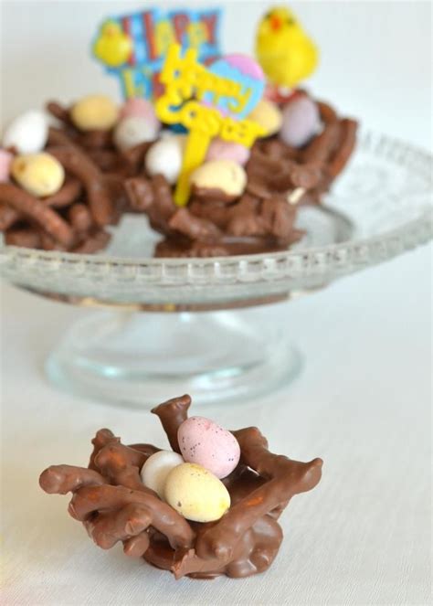 Chocolate Pretzel Easter Nests Easter Baking Easter Nests Chocolate