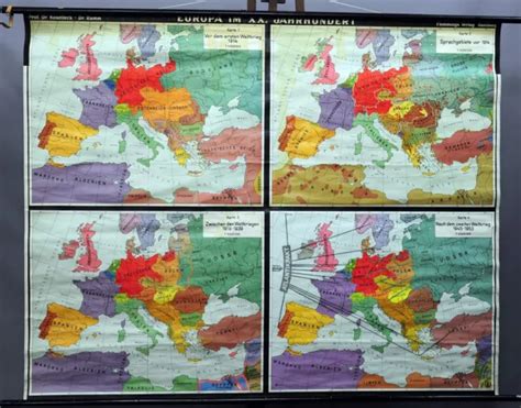 Vintage Mural Map 20th Century History Of Europe Rollable Wall Chart