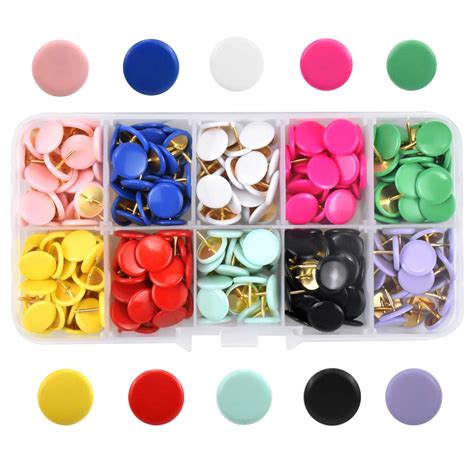 Buy 300 Pcs Colorful Push Pins Round Thumb Tacks Metal Drawing Pins