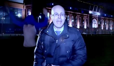 Watch Hilarious Moment Topless Rangers Fan Interrupts Bbc Reporter With