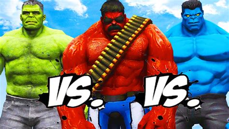 Hulk Vs Red Hulk Vs Blue Hulk Epic Battle Youtube