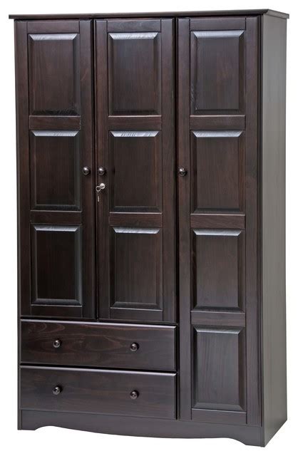 Complete your master suite with this traditional armoire built to house. 100% Solid Wood Grand Wardrobe/Armoire/Closet ...