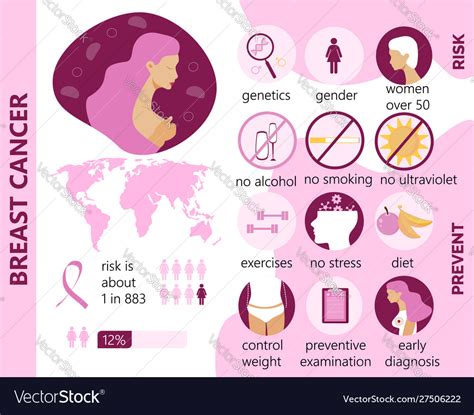 Breast Cancer Infographics With Risk And Vector Image