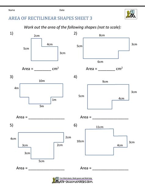 Area Of Rectilinear Shapes Worksheet