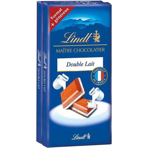LINDT Tablette Double Lait MAITRE CHOCOLATIER Chocolat Au Lait Lot De X G Cdiscount