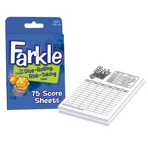 Laminated with yahtzee on one side and farkle on the other side. Farkle Score Sheets - PlayMonster