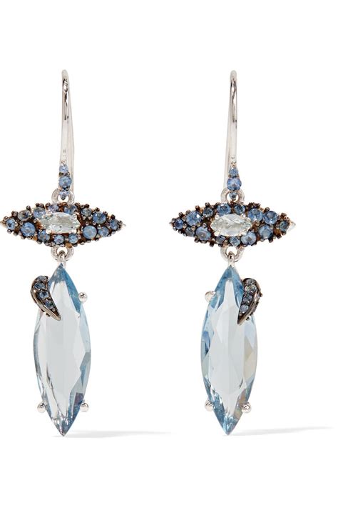 Alexis Bittar Silver Quartz And Sapphire Earrings 34750