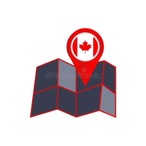 Simple Canada Map Pins Are Isolated With Country Flags Stock Vector
