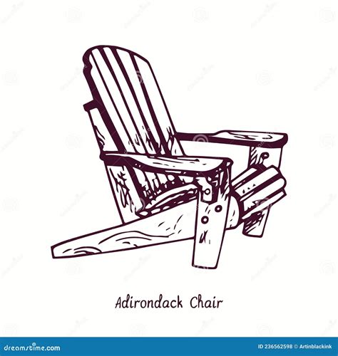Adirondack Chair Ink Black And White Doodle Drawing Stock Vector
