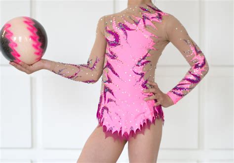 Beautiful Designer Rhythmic Gymnastics Leotard Pink Handmade New For The Rhythmic Gymnastics