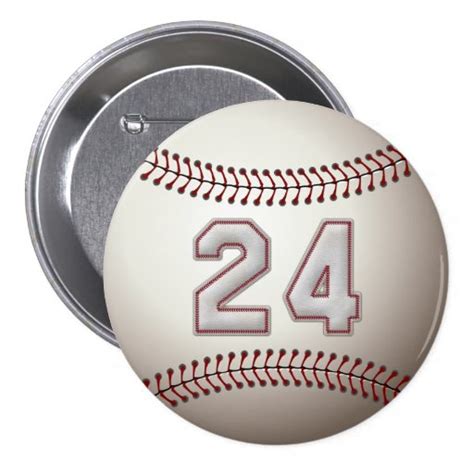 Player Number 24 Cool Baseball Stitches Pins Zazzle