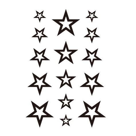 Solid Black Five Pointed Star Waterproof Temporary Tattoo Pattern