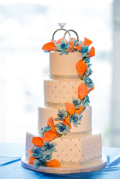 Fascinating Ideas For Orange And Blue Wedding Cakes Jenniemarieweddings