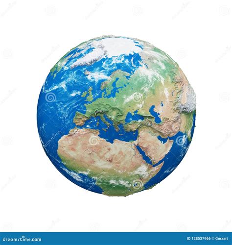 Planet Earth Globe Isolated On White Background Blue And Green