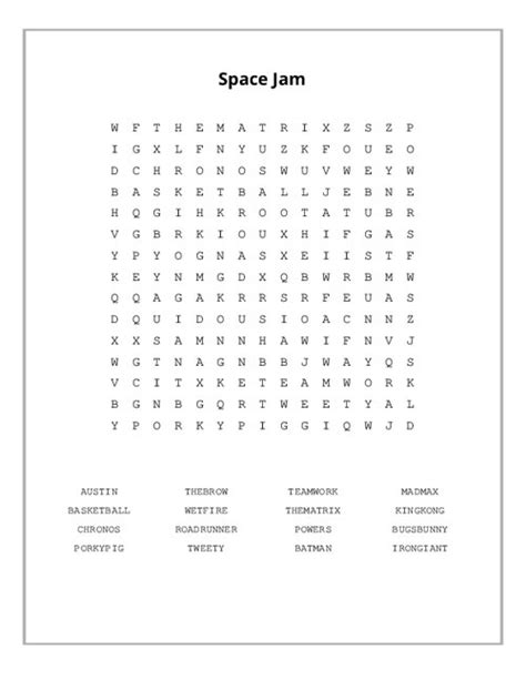 Space Jam Word Search
