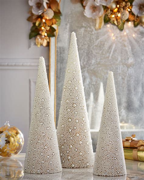 Pearl Cone Trees 3 Piece Set Horchow Diy Christmas Tree Christmas