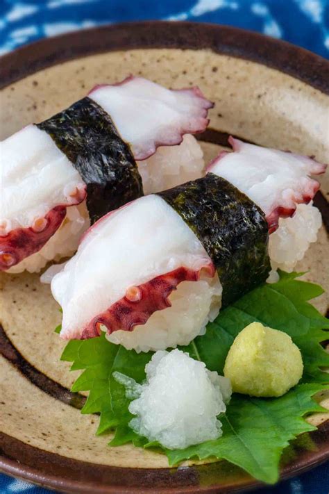 Octopus Sushi Japanese Tako Nigiri Recipe Izzycooking