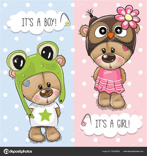 Baby Shower Greeting Card Cute Bears Boy Girl Stock Vector By