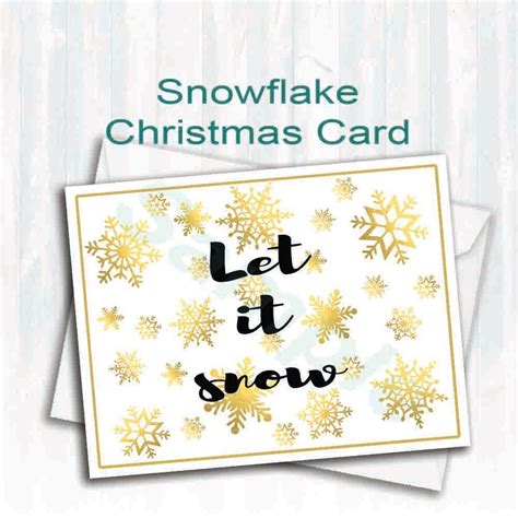 Let It Snow Gold Snowflakeschristmas Carddigital Download Etsy
