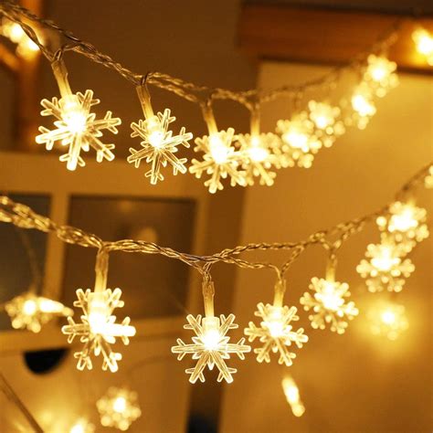 Christmas Snowflake Light String 3m10ft 20 Led Battery Operated Led