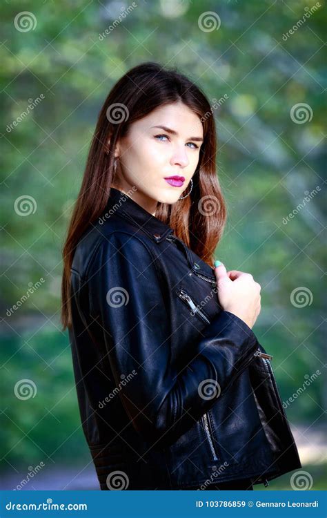 Portrait Of Russian Girl Half Bust Natural Light Close Up Stock