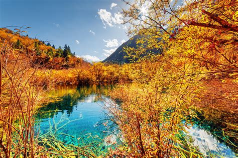 Fonds D Ecran Chine Parc Automne Lac Photographie De Paysage Vallée De Jiuzhaigou Valley