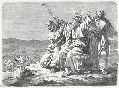 Victory Over The Amalekites Wood Engraving Published 1877 High Res