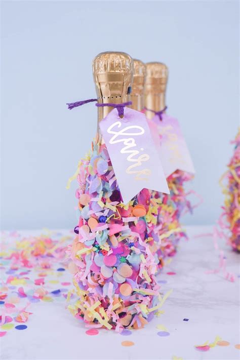 Bachelorette Party Favor Idea Mini Confetti Covered Champagne Bottles