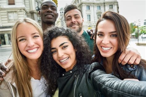 Multiracial Group Of Young People Taking Selfie Photo Free Download
