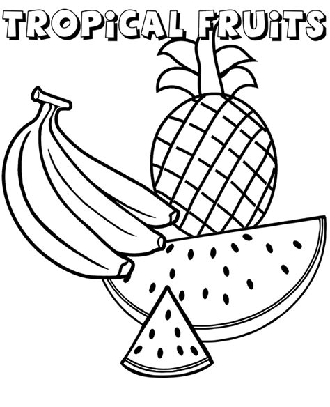 Search through 52583 colorings, dot to dots, tutorials and silhouettes. Watermelon, banana and pineapple on free coloring books, pages